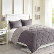 Larkspur - 3M Scotchgard Diamond Quilting Reversible Down Alternative Comforter Set - Charcoal / Gray