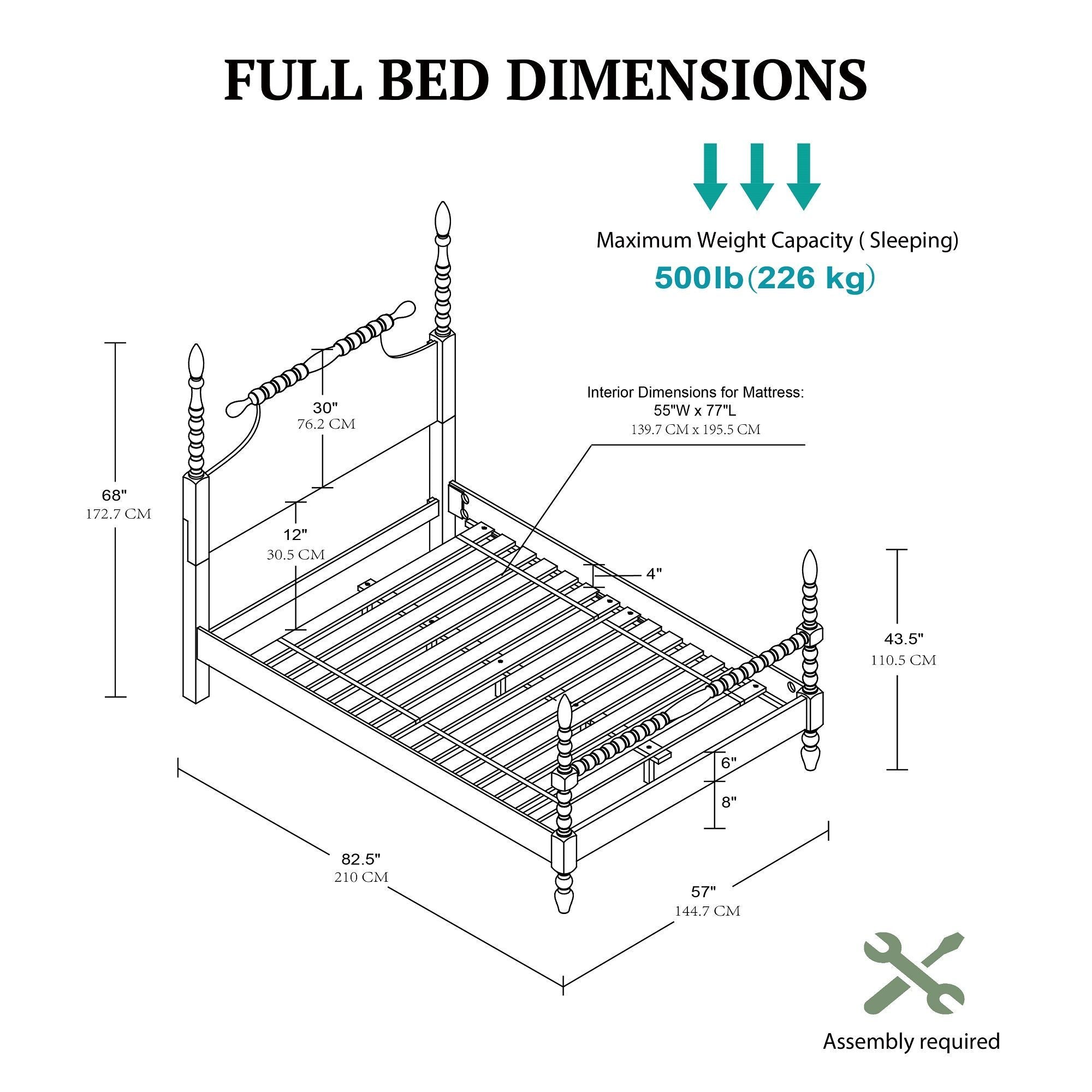Beckett - Full Turned Wood Spindle Bed - Antique Cream