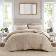 Breeze - Full/Queen Cotton Gauze Embroidered Quilt Set - Taupe