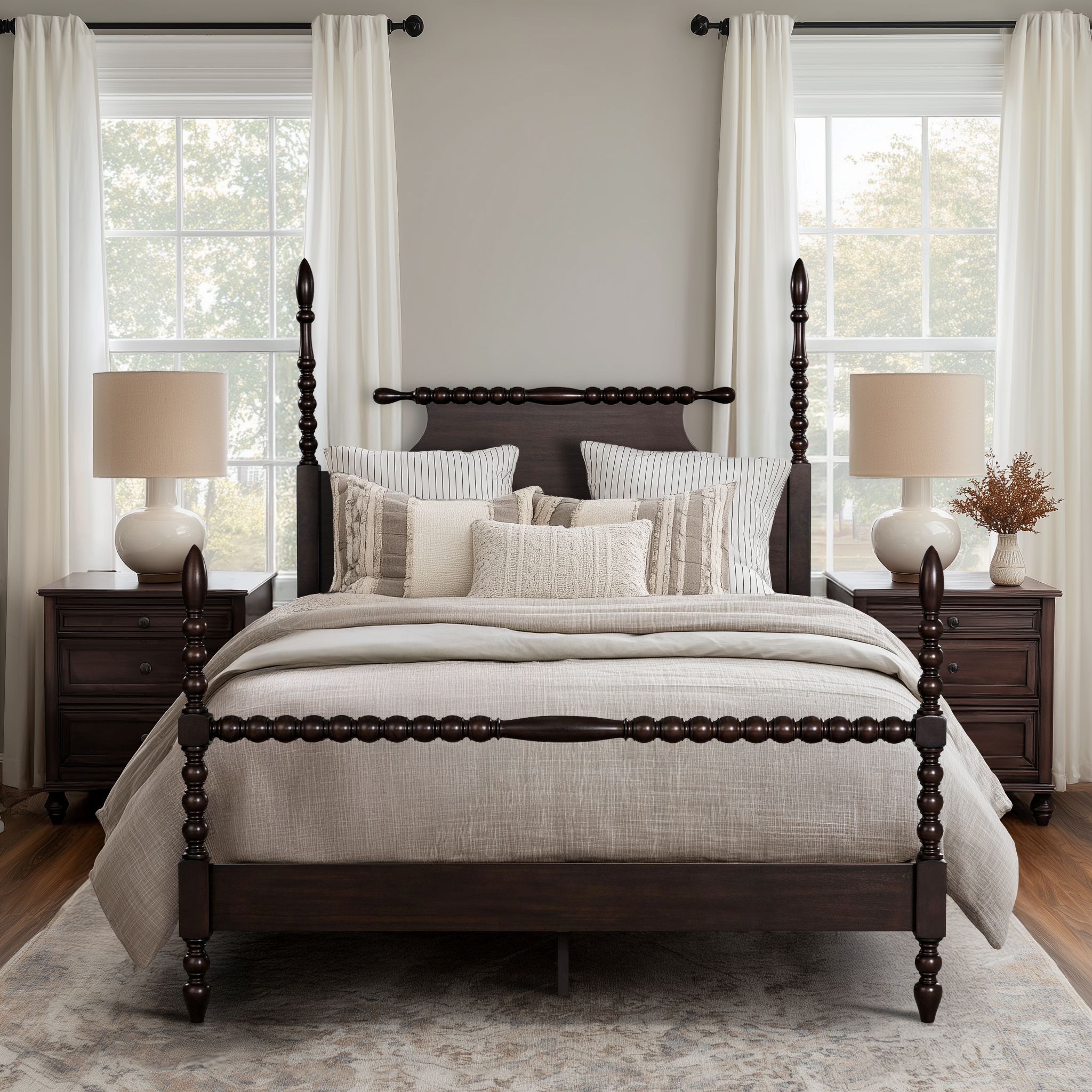 Beckett - Full Turned Wood Spindle Bed - Morocco Brown