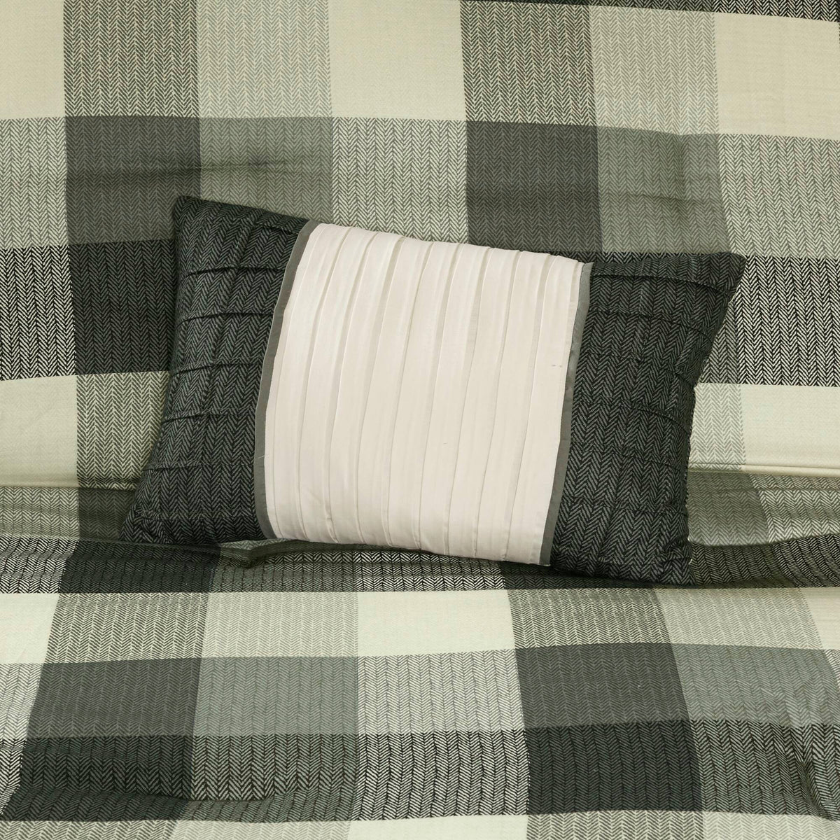 Ridge - California King 7 Piece Herringbone Comforter Set - Gray