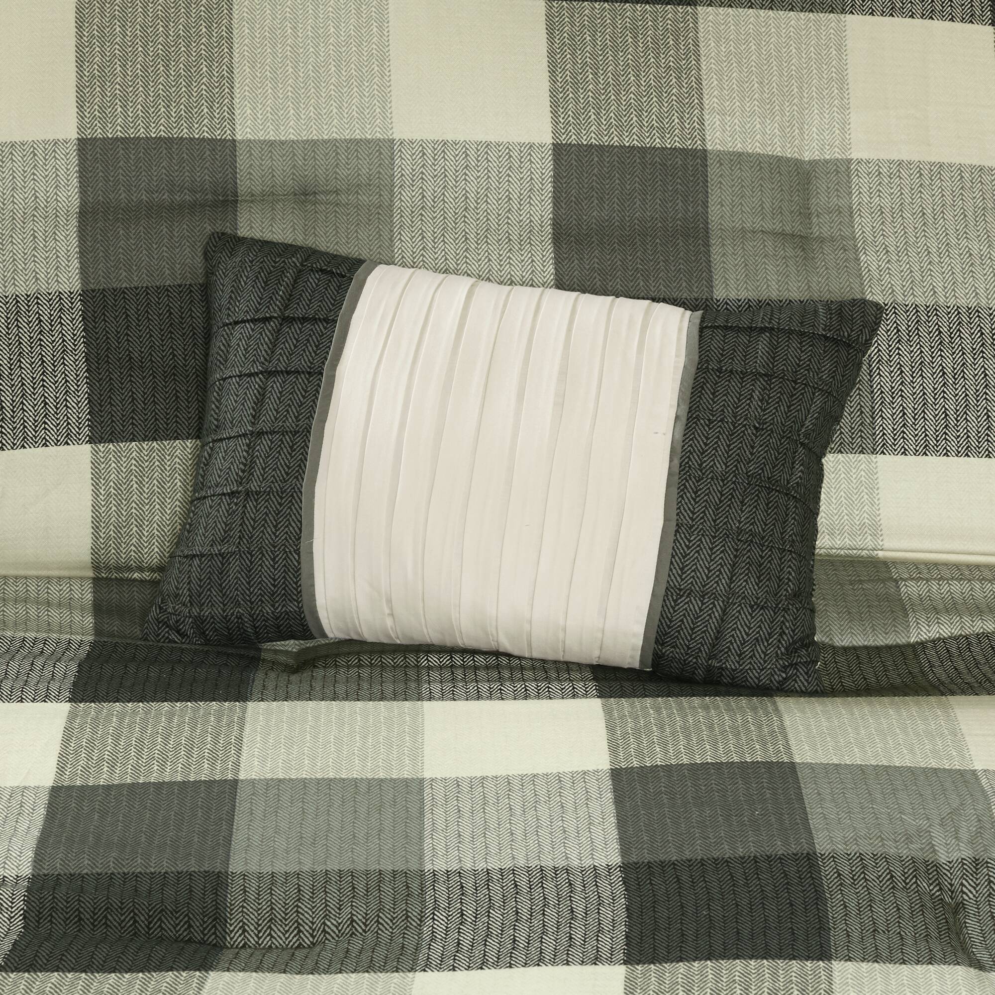 Ridge - Queen 7 Piece Herringbone Comforter Set - Gray