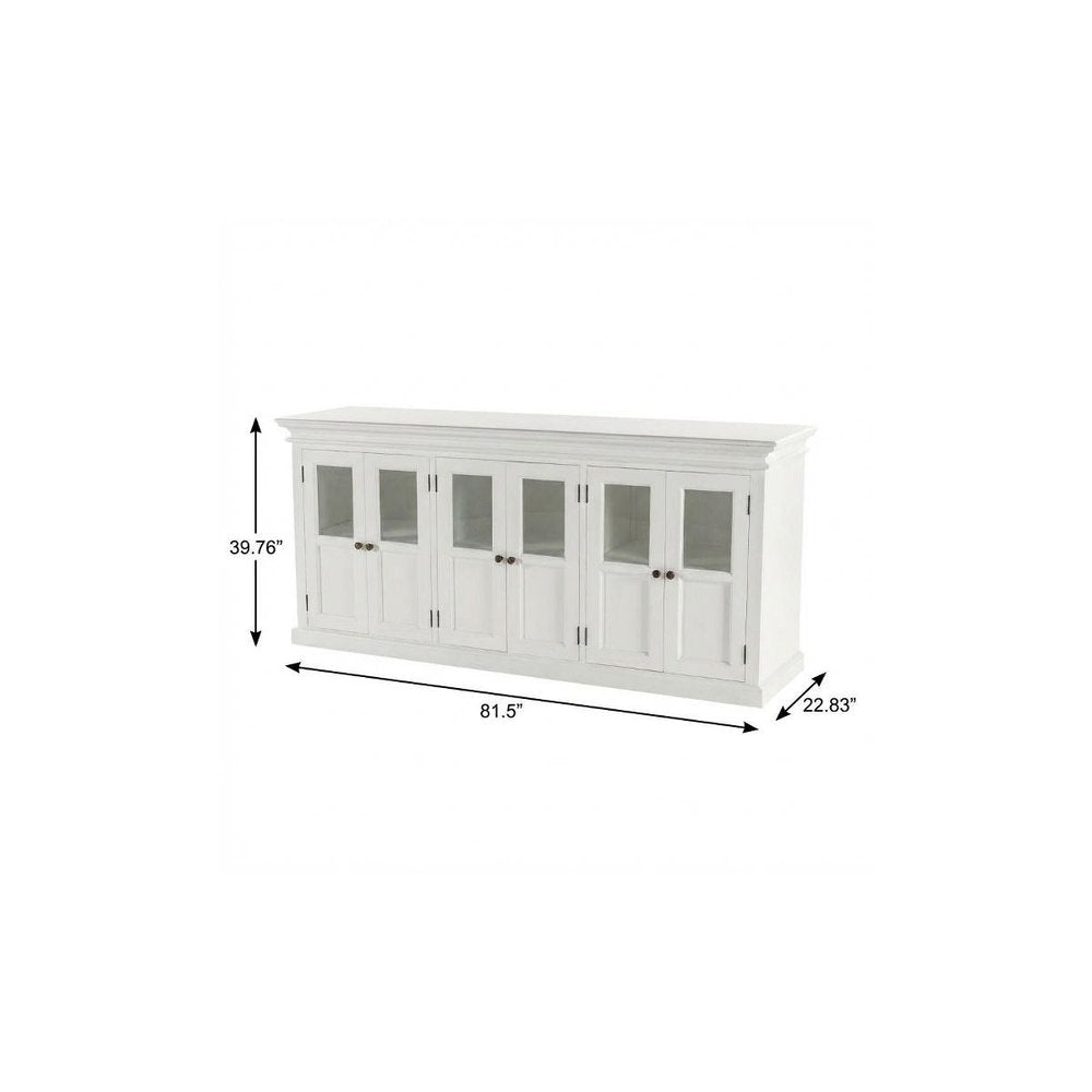 82" White Solid Wood Buffet Table With Six Doors