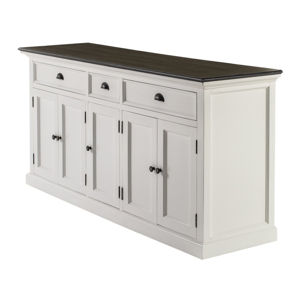 74" Black And White Solid Wood Buffet Table