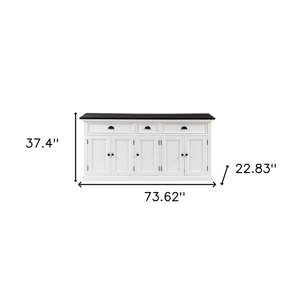 74" Black And White Solid Wood Buffet Table
