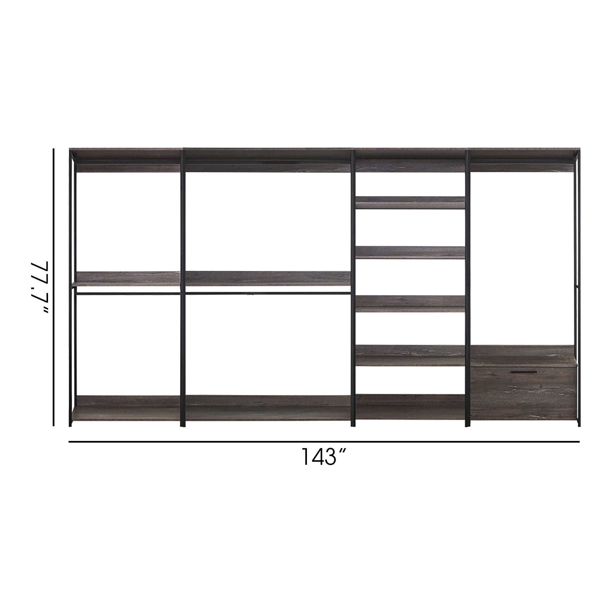 Monica - Walk-In Closet System, Modular Storage - Rustic