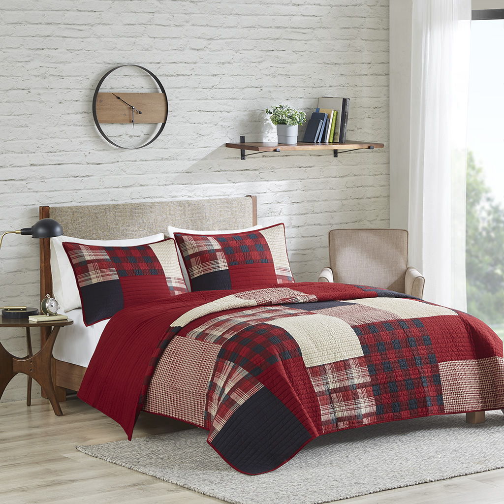 Sunset - King Oversized Coverlet Mini Set - Red