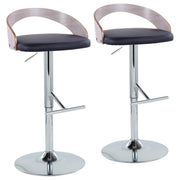 Grotto - Contemporary Adjustable Height Barstool With Swivel With Straight T Footrest (Set of 2) - Black
