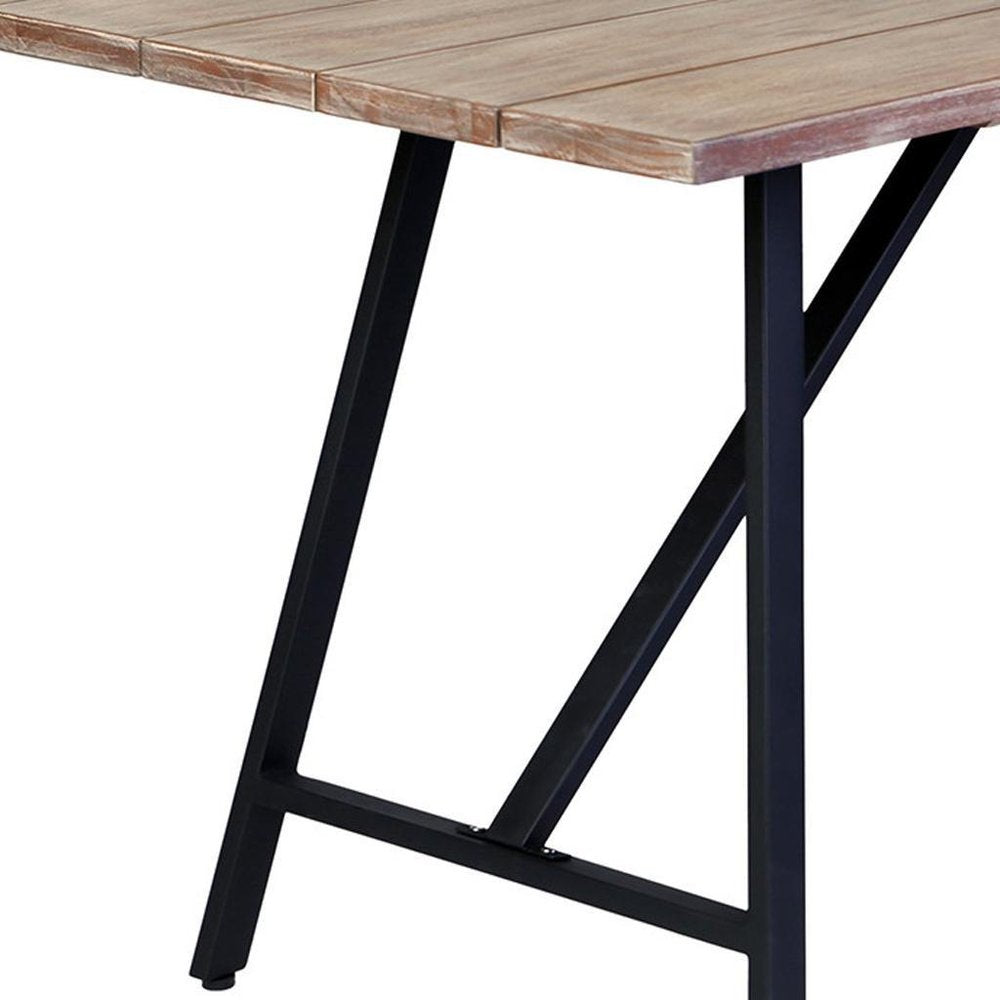 Five Piece Brown and Black Solid Wood Dining Set with Four Chairs