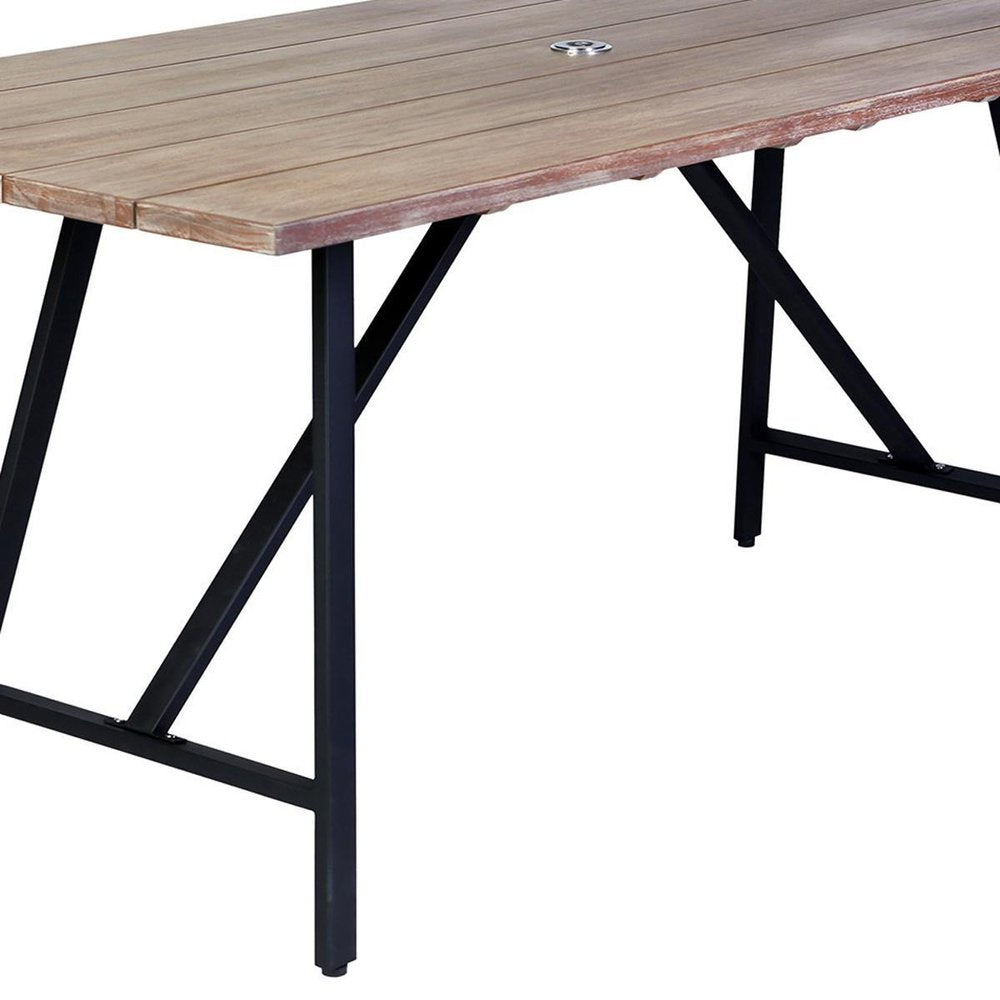 Five Piece Brown and Black Solid Wood Dining Set with Four Chairs