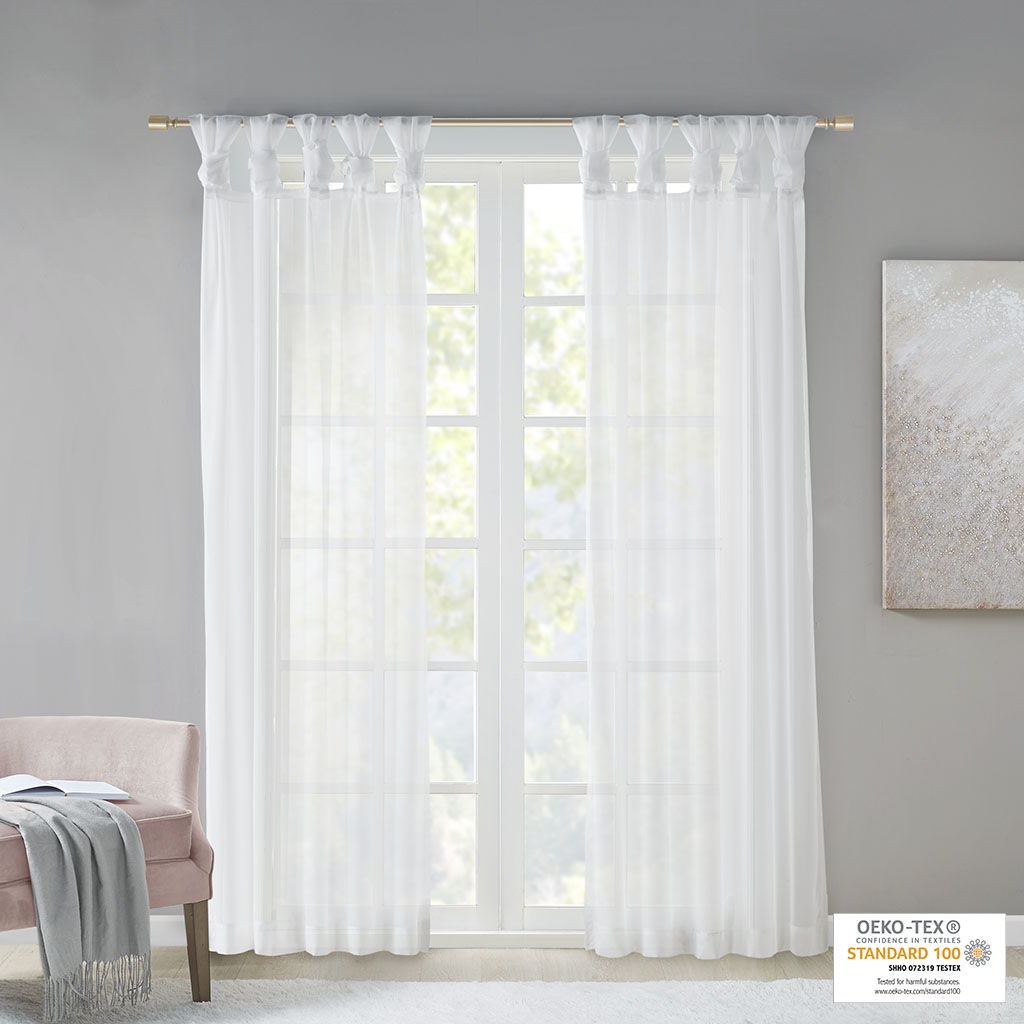 Ceres - Twist Tab Voile Sheer Window Pair - White