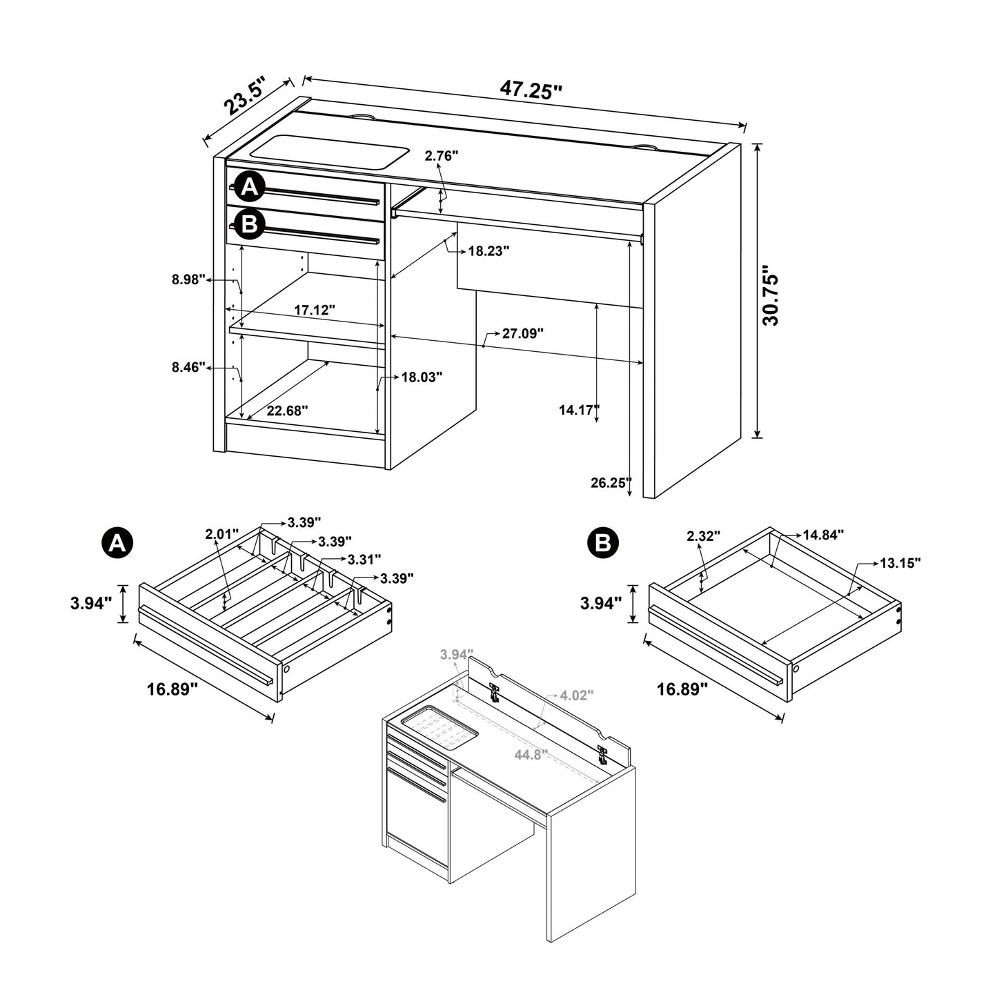 Maxim - 2 Drawer Computer Desk With Lift Top Storage And Power Outlet - Cappuccino