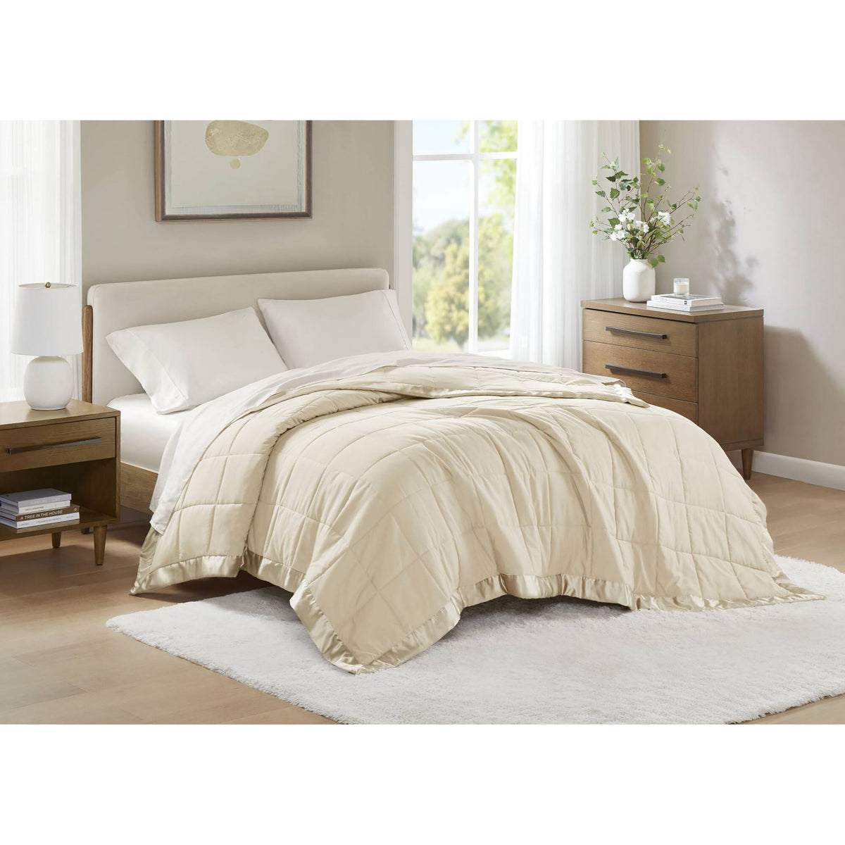 Windom - King All Season Hypoallergenic Blanket With 3M Scotchgard - Cream