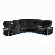 Electra - Power Recliner Sectional Sofa With Power Headrests, Console Loveseats, Wedge, LED Light Strip, Speakers