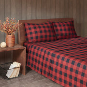 Flannel - King Sheet Set - Red / Black Buffalo Check
