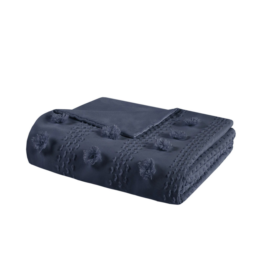 Lucy - Clip Jacquard Twin Duvet Cover Set - Navy