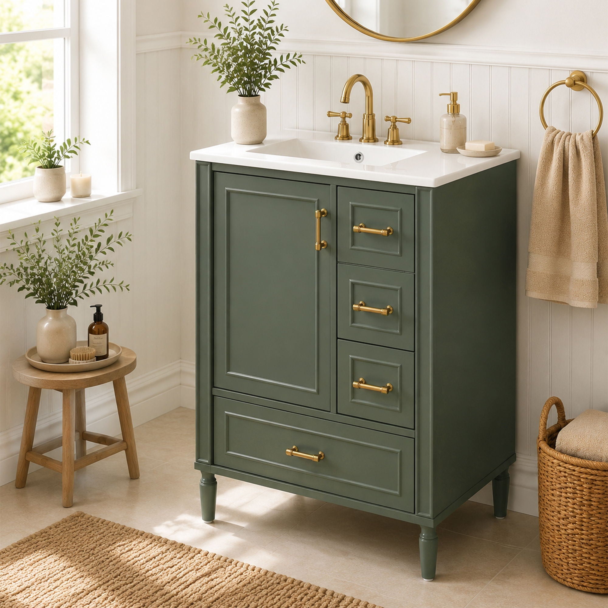 Modern Bathroom Vanity With Sink, Soft Close Doors, 3 Drawers