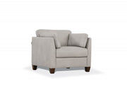 36" White and Black Genuine Leather Arm Chair