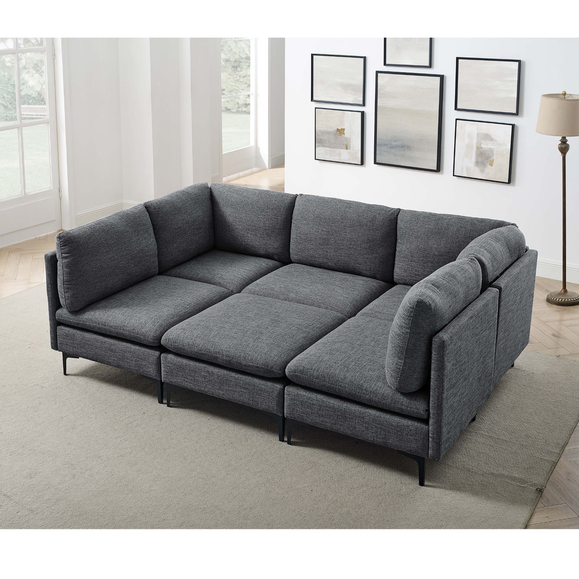Upholstered Modular Sectional & Tall Legs
