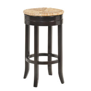 30" Natural and Espresso Rush and Solid Wood Backless Bar Height Swivel Bar Chair