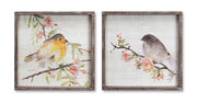 Set of Two Brown Bird Wood Square Framed Art