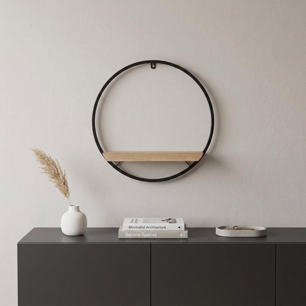 17" X 6" Brown Metal Circle Hanging Dimensional Sculpture