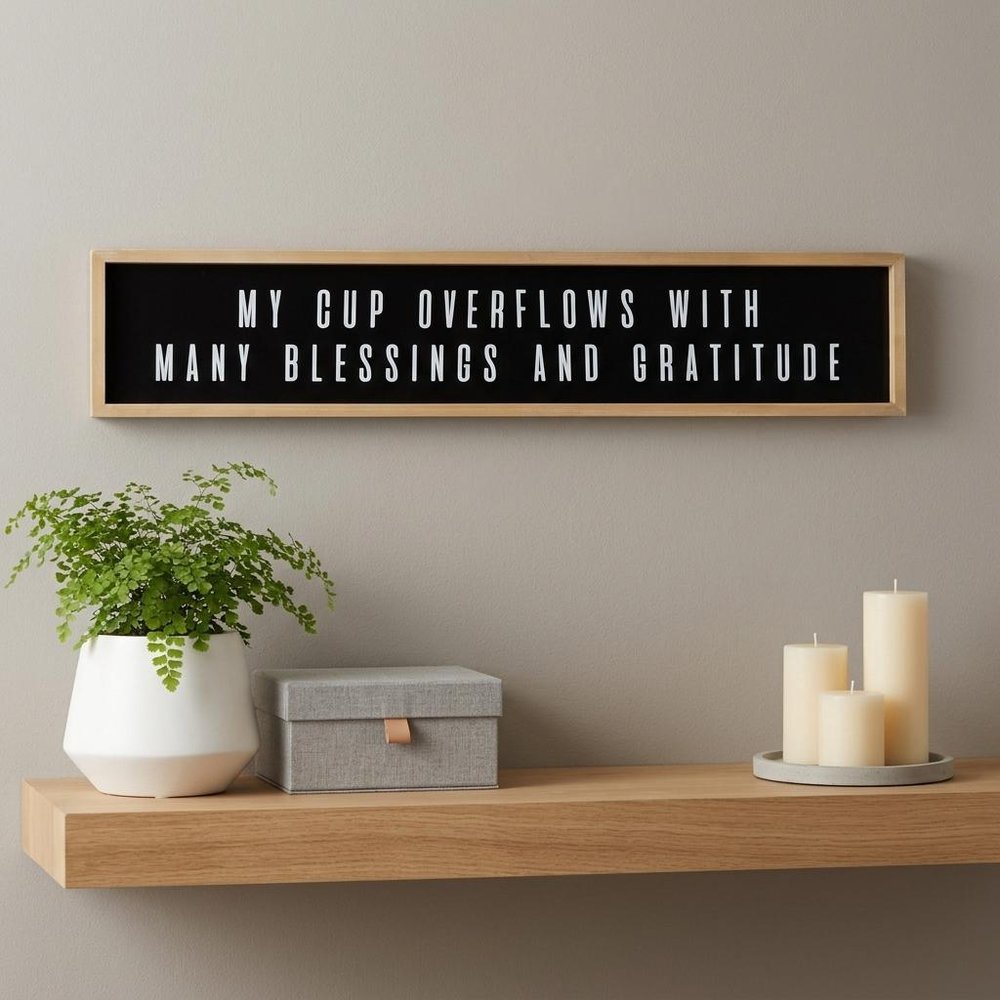 10" X 25" Natural Black And White Sentiment Plaque Wood Wall Decor