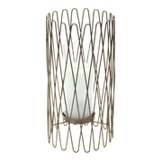 14" Gold Iron and Glass Tabletop Hurricane Candle Holder