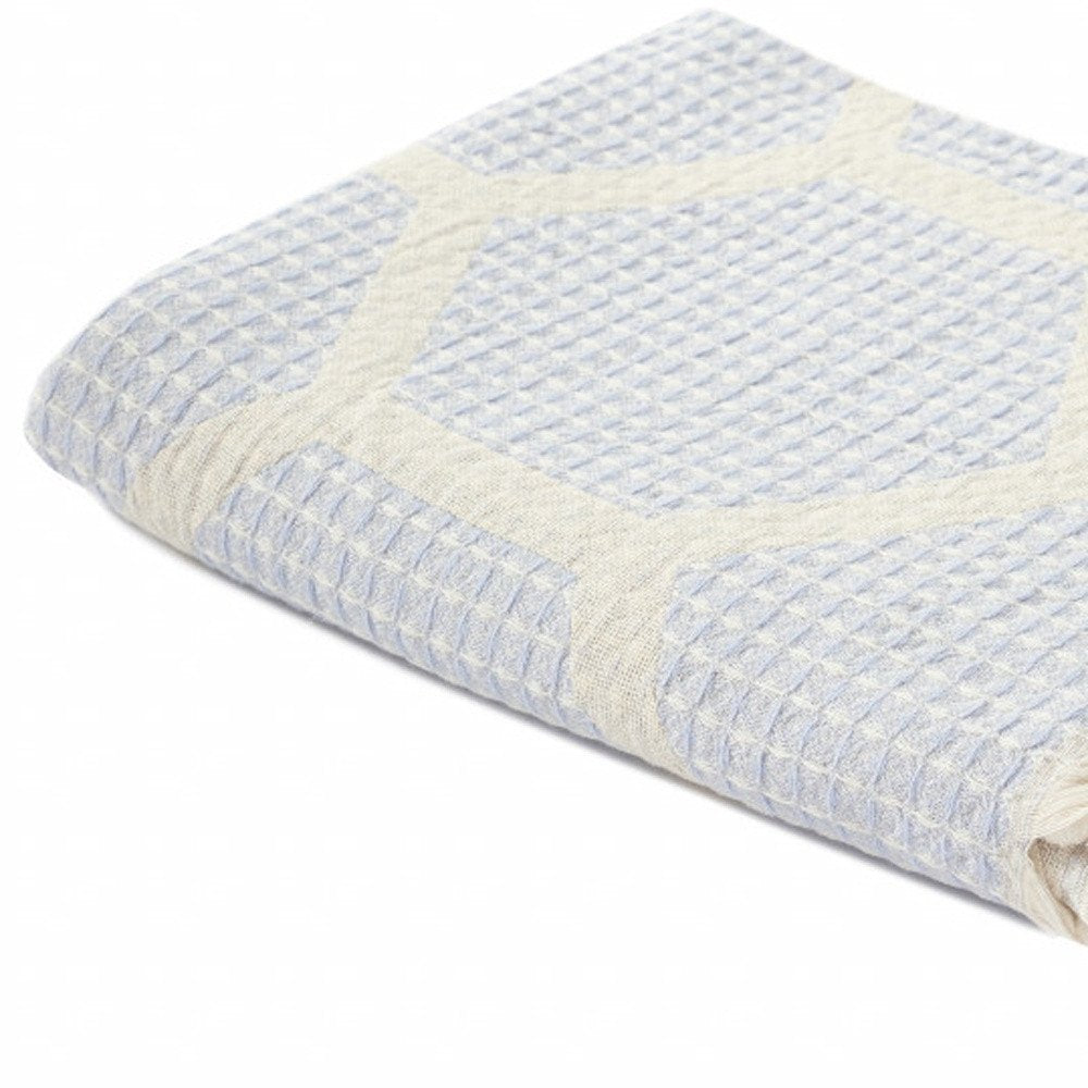 60" X 50" Purple Woven Cotton Geometric Throw Blanket with Fringe