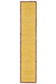 72" Yellow And Natural Cotton And Jute Table Runner