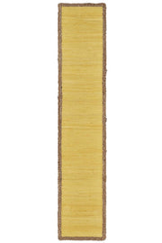 72" Yellow And Natural Cotton And Jute Table Runner