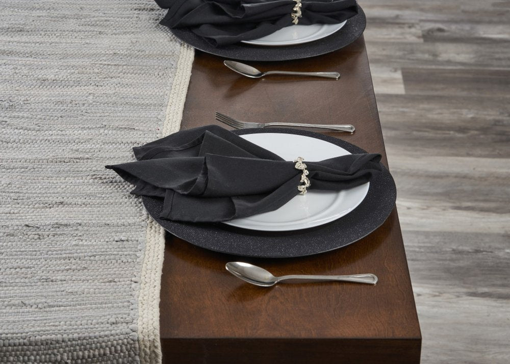 19" Set of Four Turquoise and Natural Solid With Border Cotton Placemats