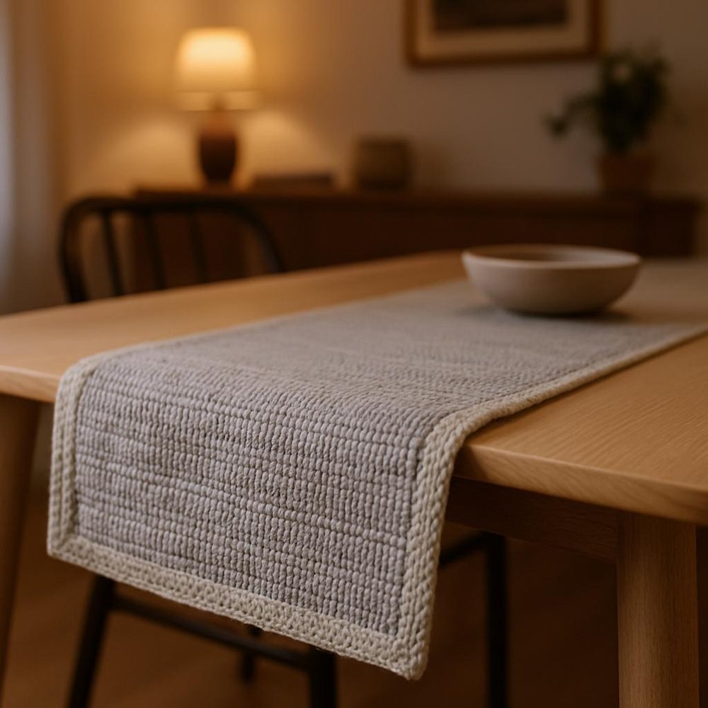 19" Set of Four Turquoise and Natural Solid With Border Cotton Placemats