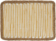 19" Set of Four Cream Yellow And Natural Striped Cotton And Jute Placemats