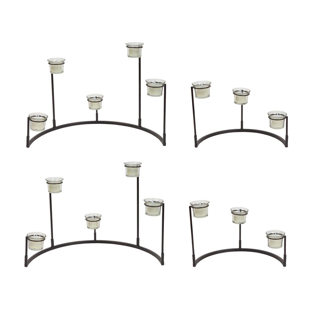 Set of Four Black Metal Centerpiece Votive Candle Holders