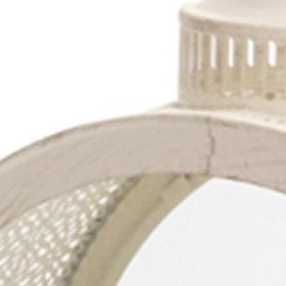 18" Ivory Ornate Metal Floor Lantern Candle Holder