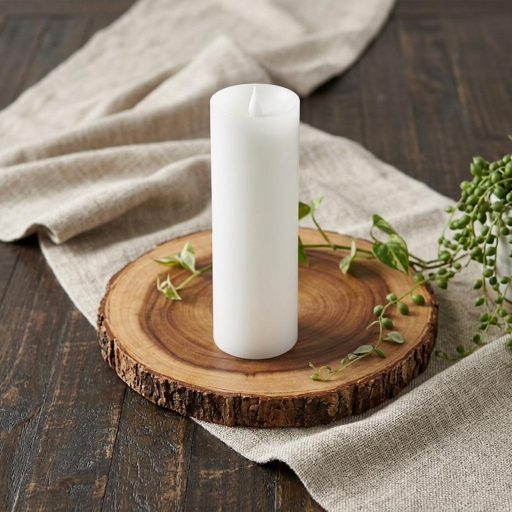 Set of Two White Flameless Pillar Candles