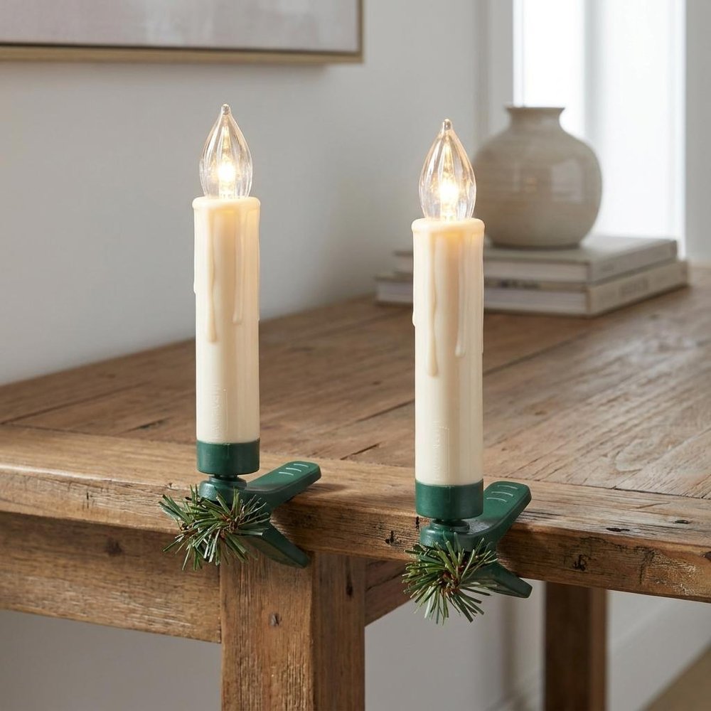 Set of Twentyfour Off White Flameless Christmas Taper Candle