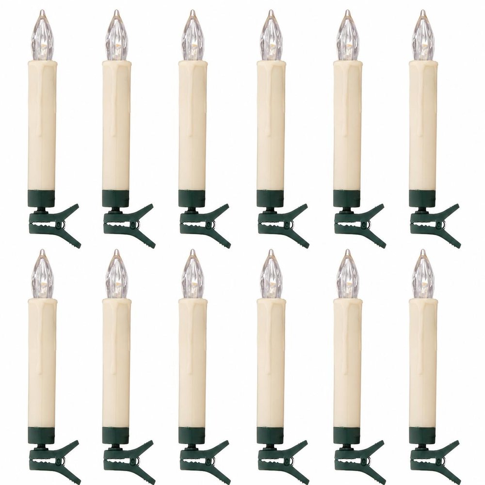 Set of Twelve Ivory Unscented Flameless Candle Taper Candles Taper