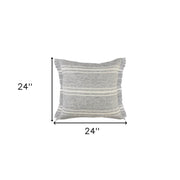 24" X 24" Gray Zippered Geometric Indoor Outdoor Throw Pillow