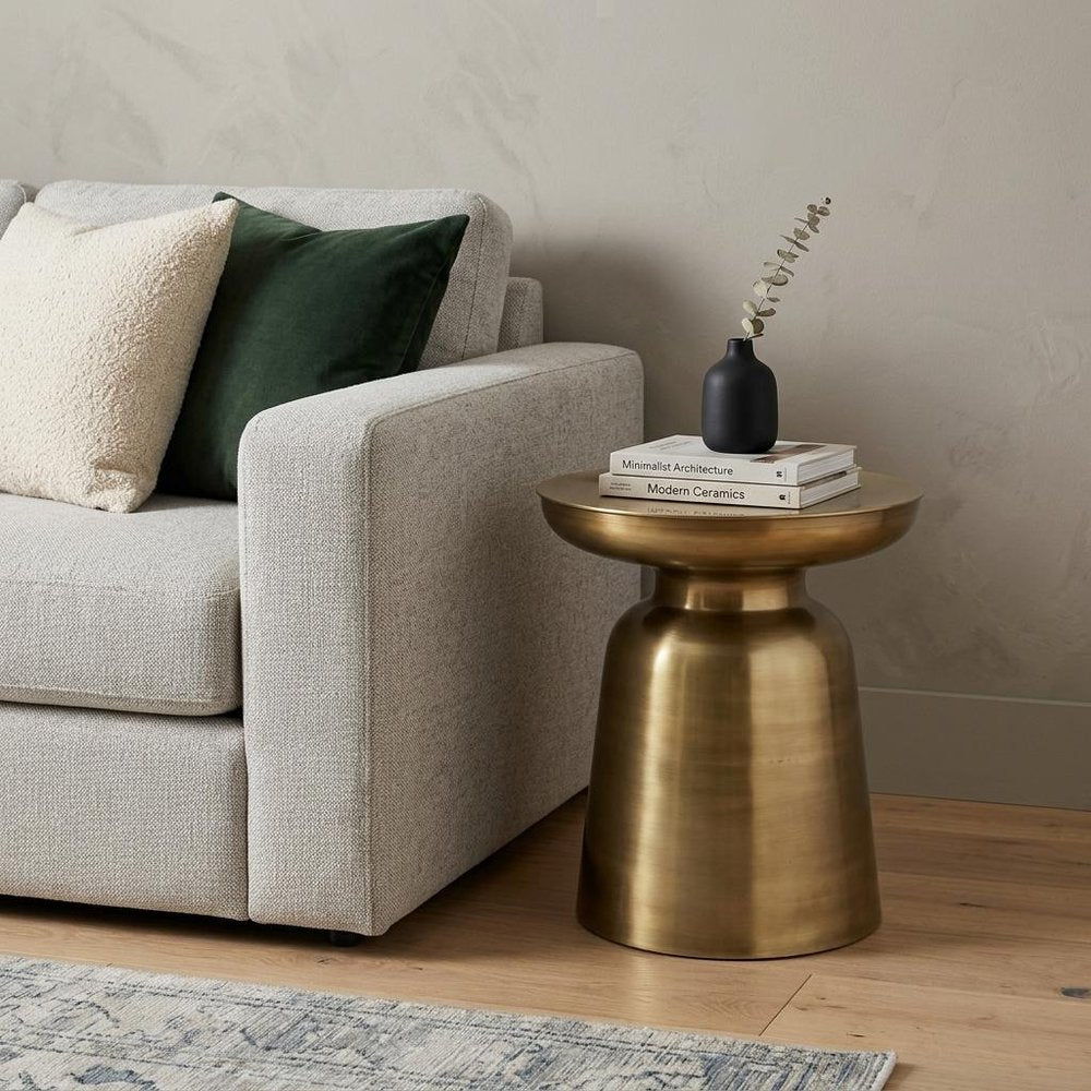 19" Gold Iron Round End Table