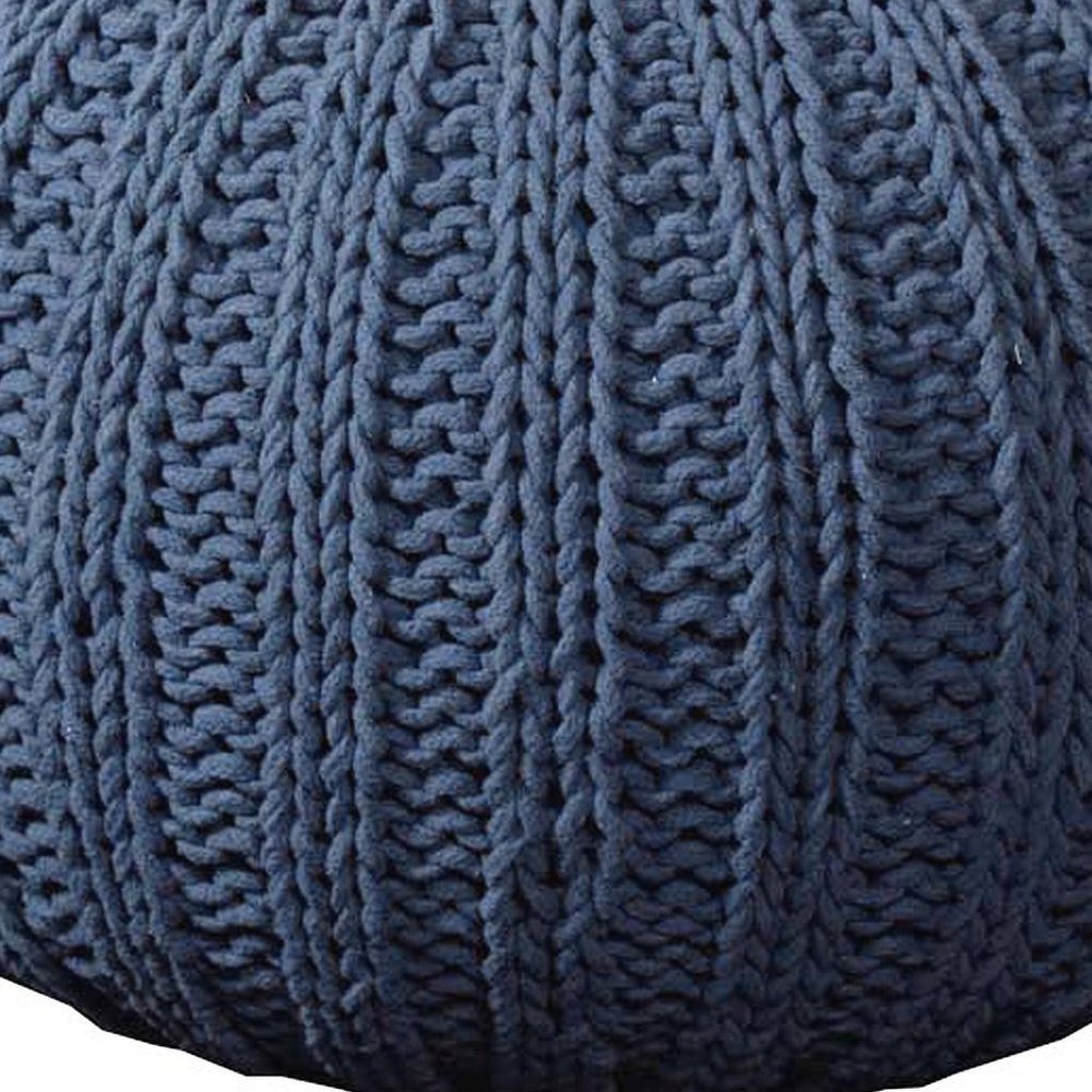 20" Gray Cotton Round Pouf Ottoman