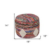 18" Rainbow Geometric Cylinder Pouf Ottoman