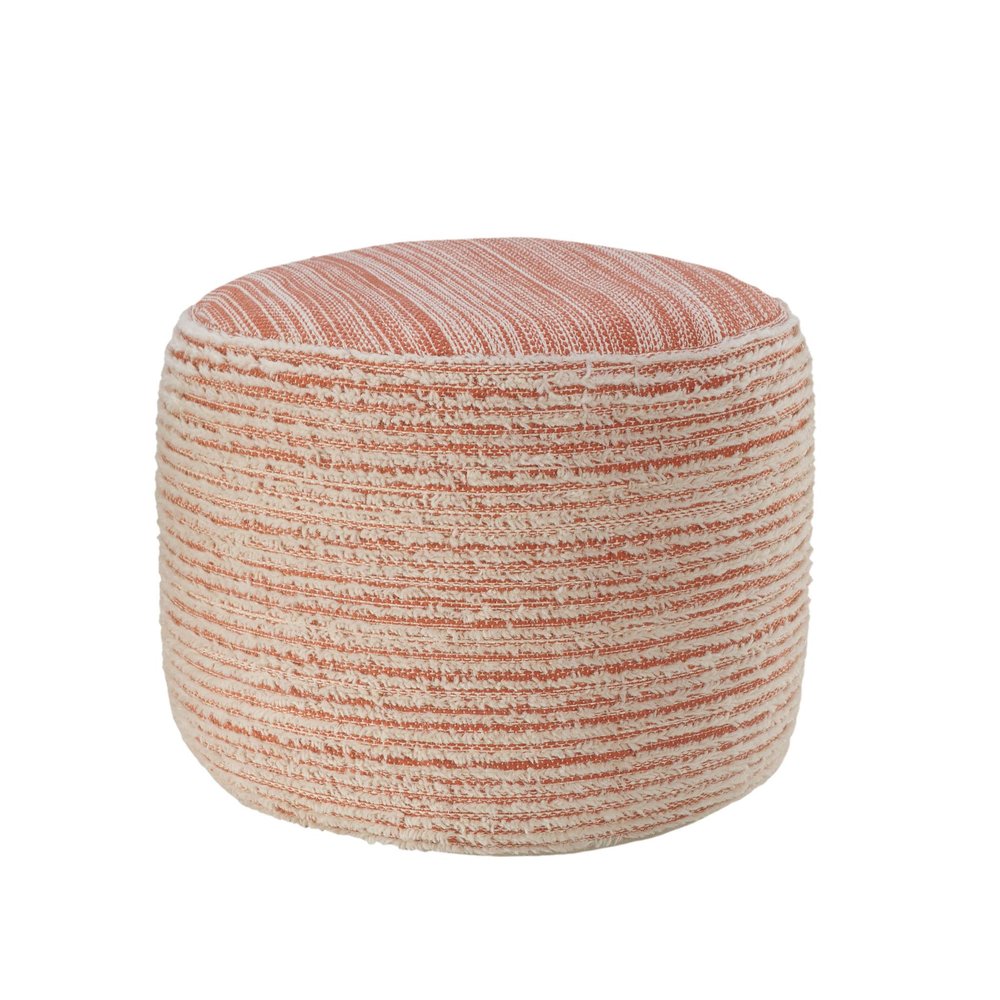 18" Blue Fabric Cylinder Striped Pouf Ottoman