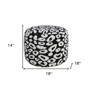 18" Black Abstract Cylinder Pouf Ottoman