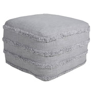 18" Blue Cotton Striped Pouf Ottoman