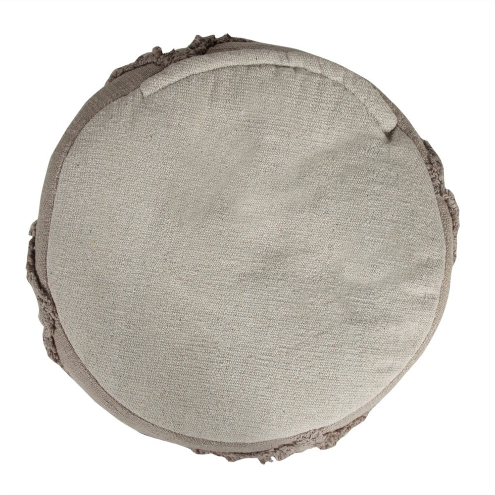 18" Brown Cotton Cylinder Geometric Pouf Ottoman