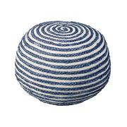 20" Rainbow Cotton Blend Round Striped Pouf Ottoman