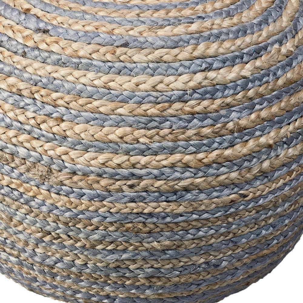 20" Rainbow Cotton Blend Round Striped Pouf Ottoman