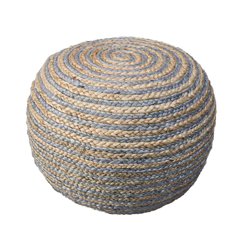 20" Rainbow Cotton Blend Round Striped Pouf Ottoman